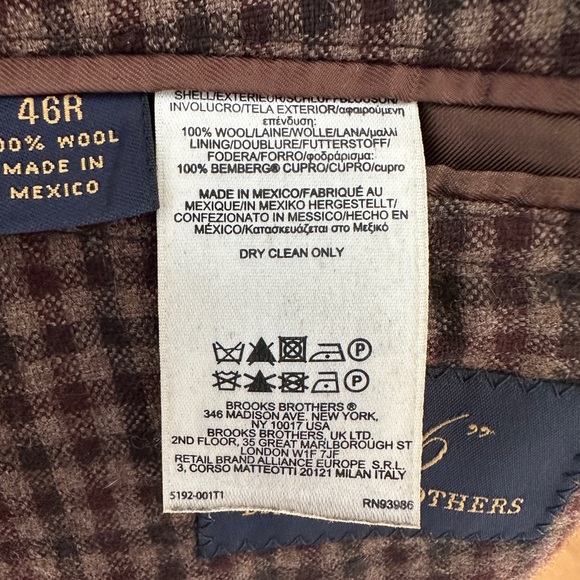 Brooks Brother Unlined Gun Check Wool Blazer, 46R - Picture 4 of 12